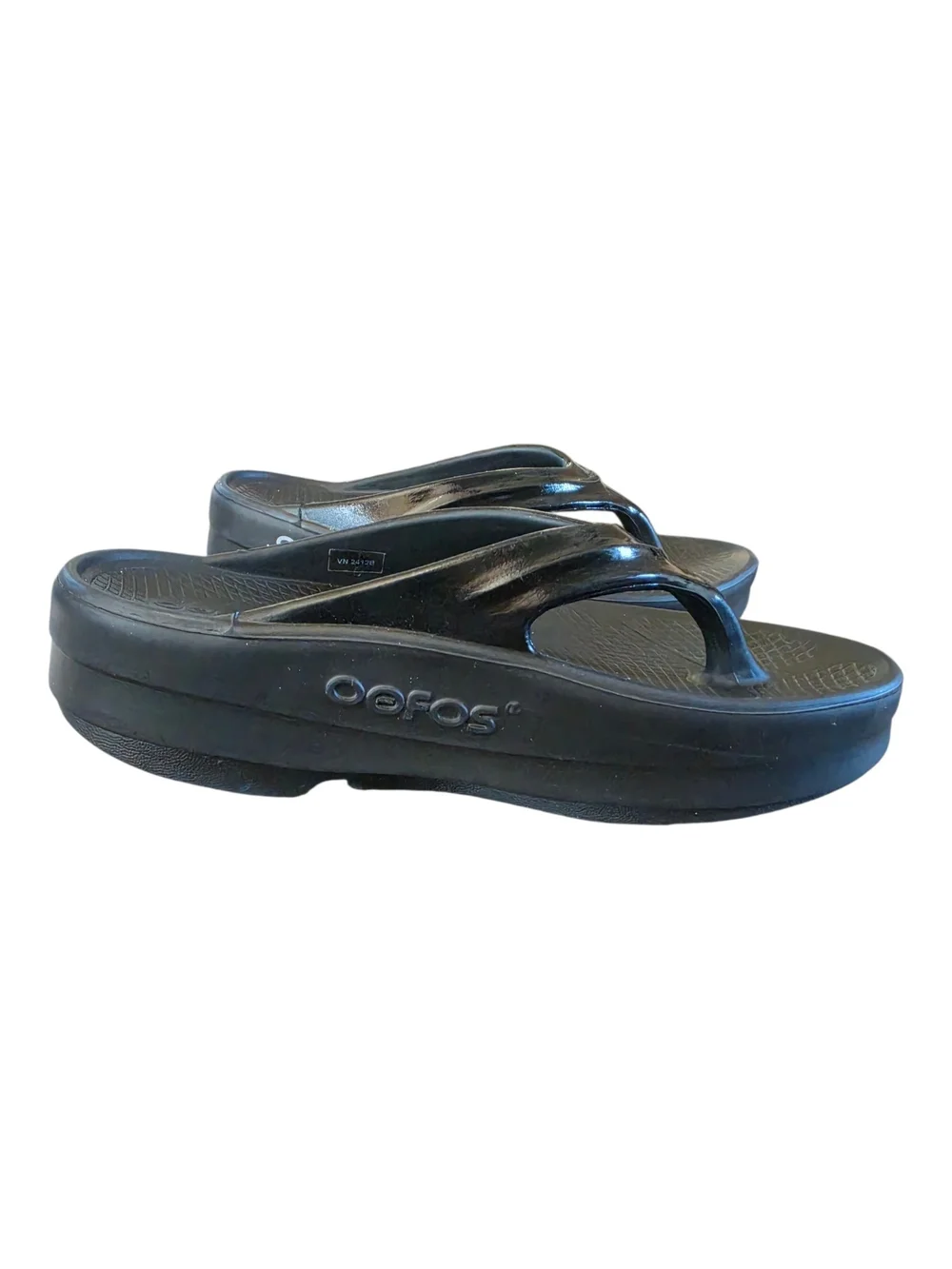 OOLALA OOFOS Black Platform Flip Flops Sandals Size 9 - Picture 8 of 8
